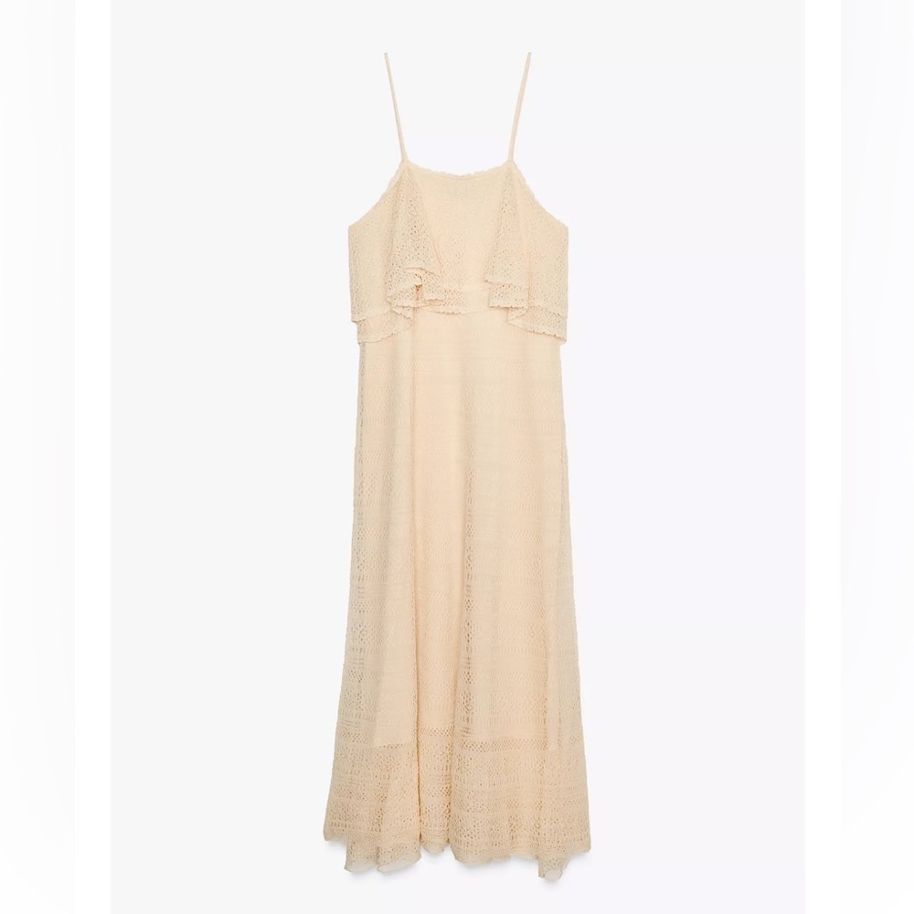 Zara Pointelle Knit Ruffle Dress - Picture 7 of 8